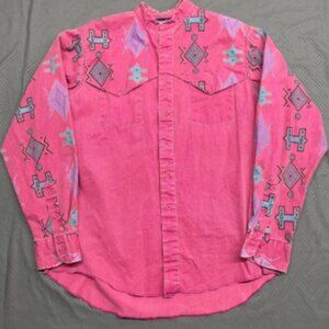 Vintage Wrangler Western Men’s Shirt X Long Tails 16.5-36 Cowboy Cut Regular Fit